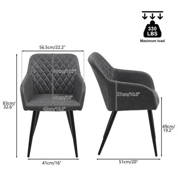 CLIPOP Esszimmerstuhl Küchenstühle (2er Set), Kunstlederstühle, Polsterstühle Sessel mit Rückenlehne