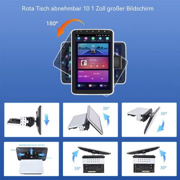 Hikity Android 10 Zoll drehbarer Touchscreen 1 DIN Android Auto GPS WiFi Autoradio (RDS, Bluetooth, Apple CarPlay, Kapazitiver Touchscreen mit hoher Auflösung)