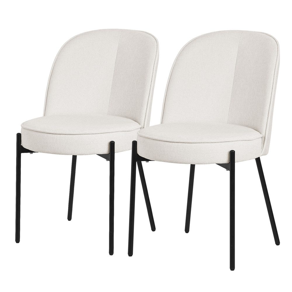 ML-DESIGN Polsterstuhl Esszimmerstühle mit Rückenlehne moderne Design Lounge Küchenstühle (2 St), Esstischstühle 2er Set Beige Küchenstuhl Stahl Polyester bis 120 kg