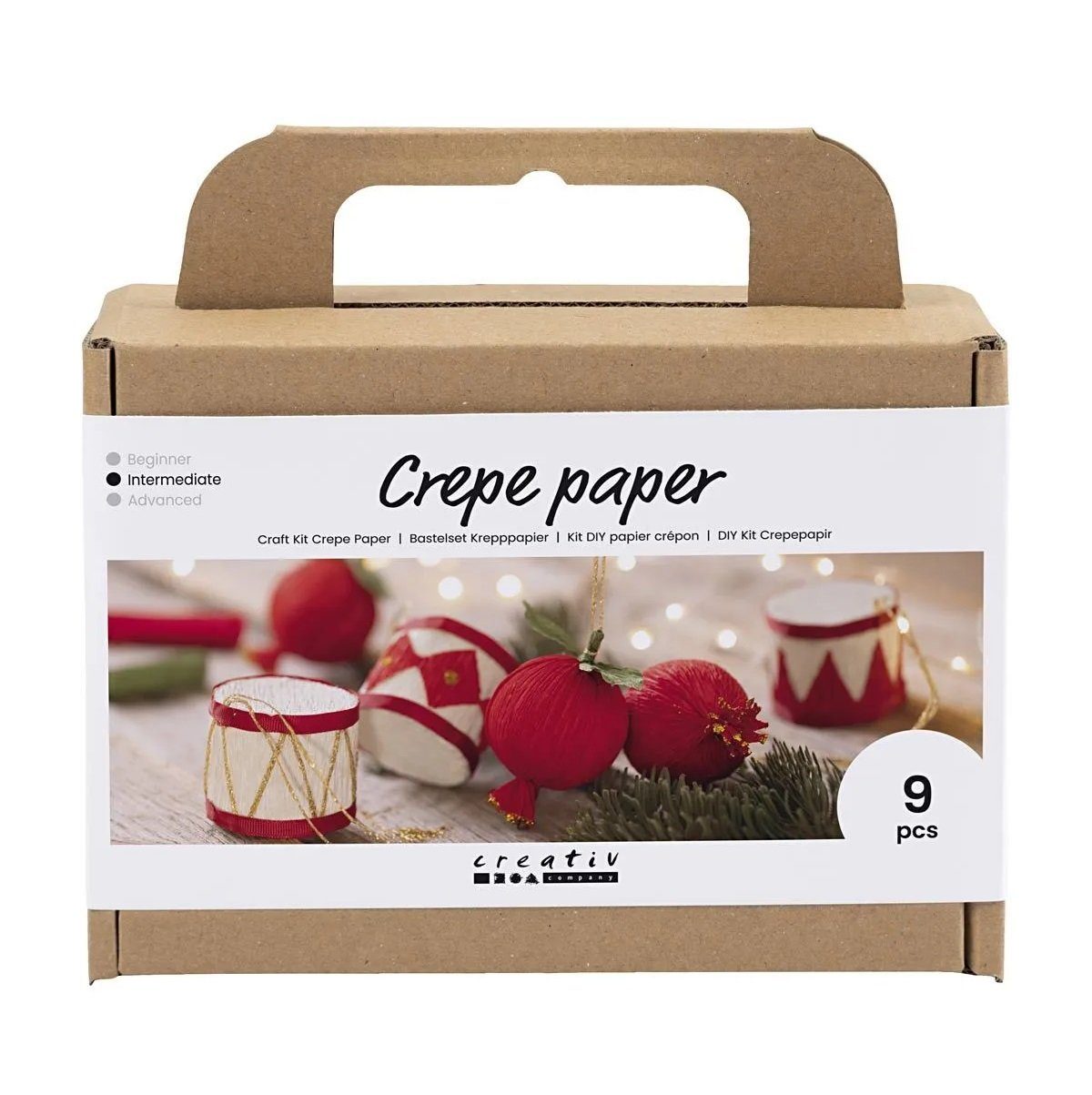creativ company Kreativset Krepppapier - festliche Weihnachtsdekoration selber basteln, als Tischdeko, Baumdeko oder als Dekoration für Geschenke