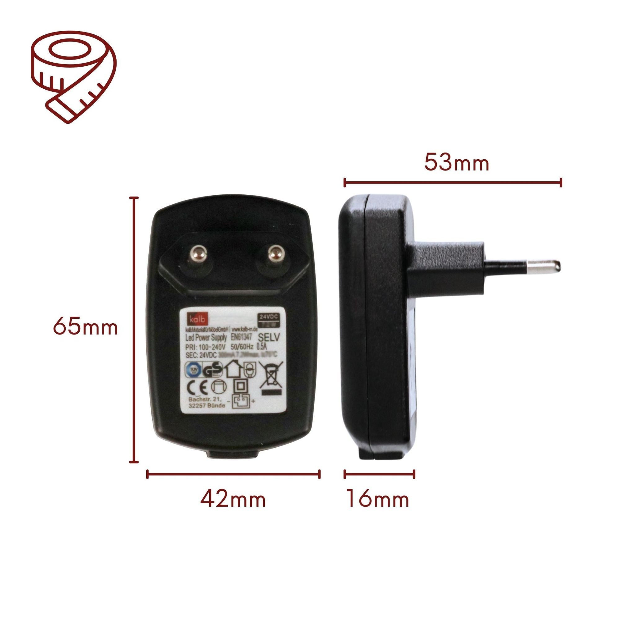 kalb kalb 24V Steckernetzteil Nexion, TÜV 7,2W 12W 15W 30W Mini-LED Netzteil