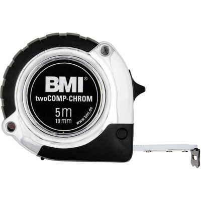 25 mm BMI Taschenmaßband chrom 5 m Rollmeter Taschenbandmaß Rollmaßband Bandb 
