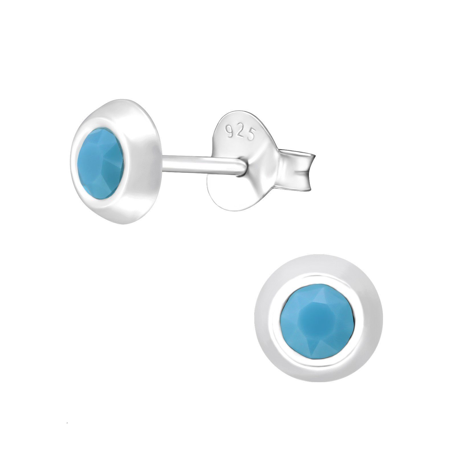 Ohrring-Set Ohrstecker rund mit 5mm LA CRYSTALE Kristall aus 925 Silber Damen #1
