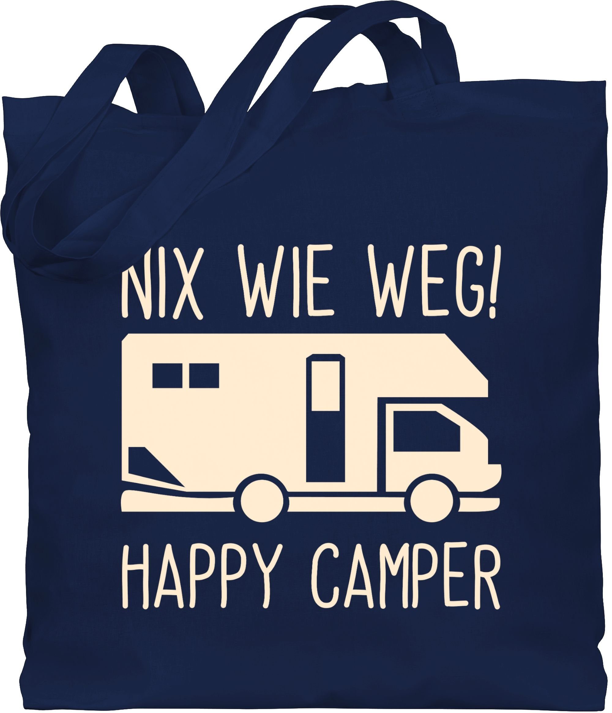 Shirtracer Umhängetasche Nix wie weg - Happy Camper, Sommerurlaub Tasche 2 Navy Blau