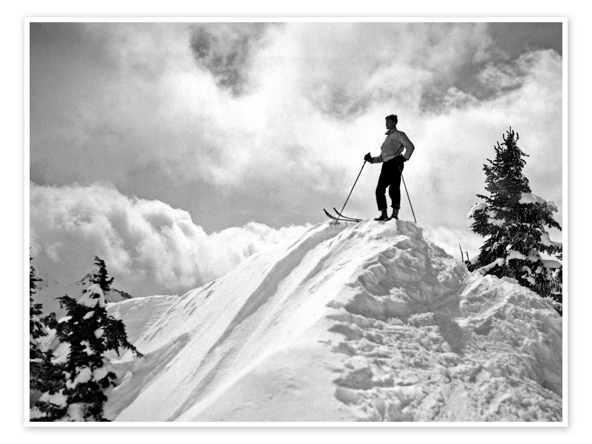 Posterlounge Wandbild Skifahrer auf dem Mount Hood, USA, 1936, Vintage Ski Collection, erhältlich als Poster, Leinwandbild, Wandsticker oder Acrylglasbild