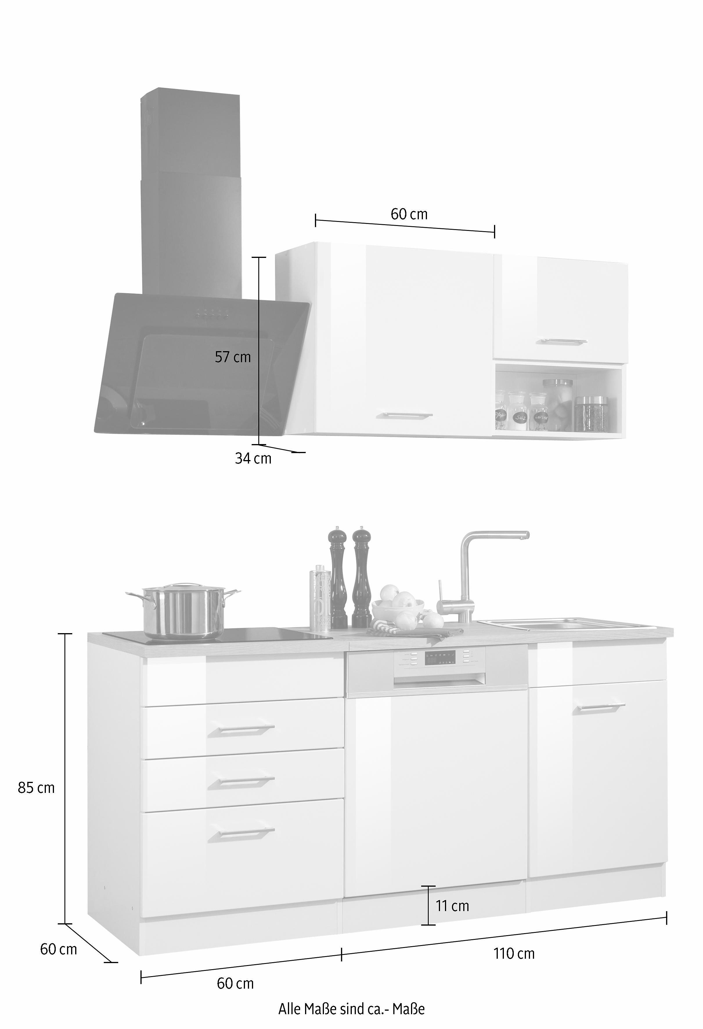 KOCHSTATION Кухніzeile KS-Haiti, mit E-Geräten, Breite 170 cm