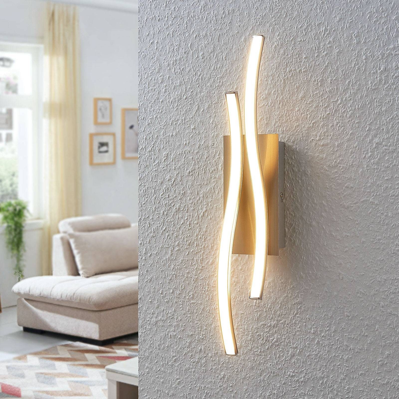 Lindby LED Wandleuchte Modern, verbaut, LED-Leuchtmittel Safia, 1 Aluminium, weiß, flammig warmweiß, Metall, nickel Kunststoff, fest matt
