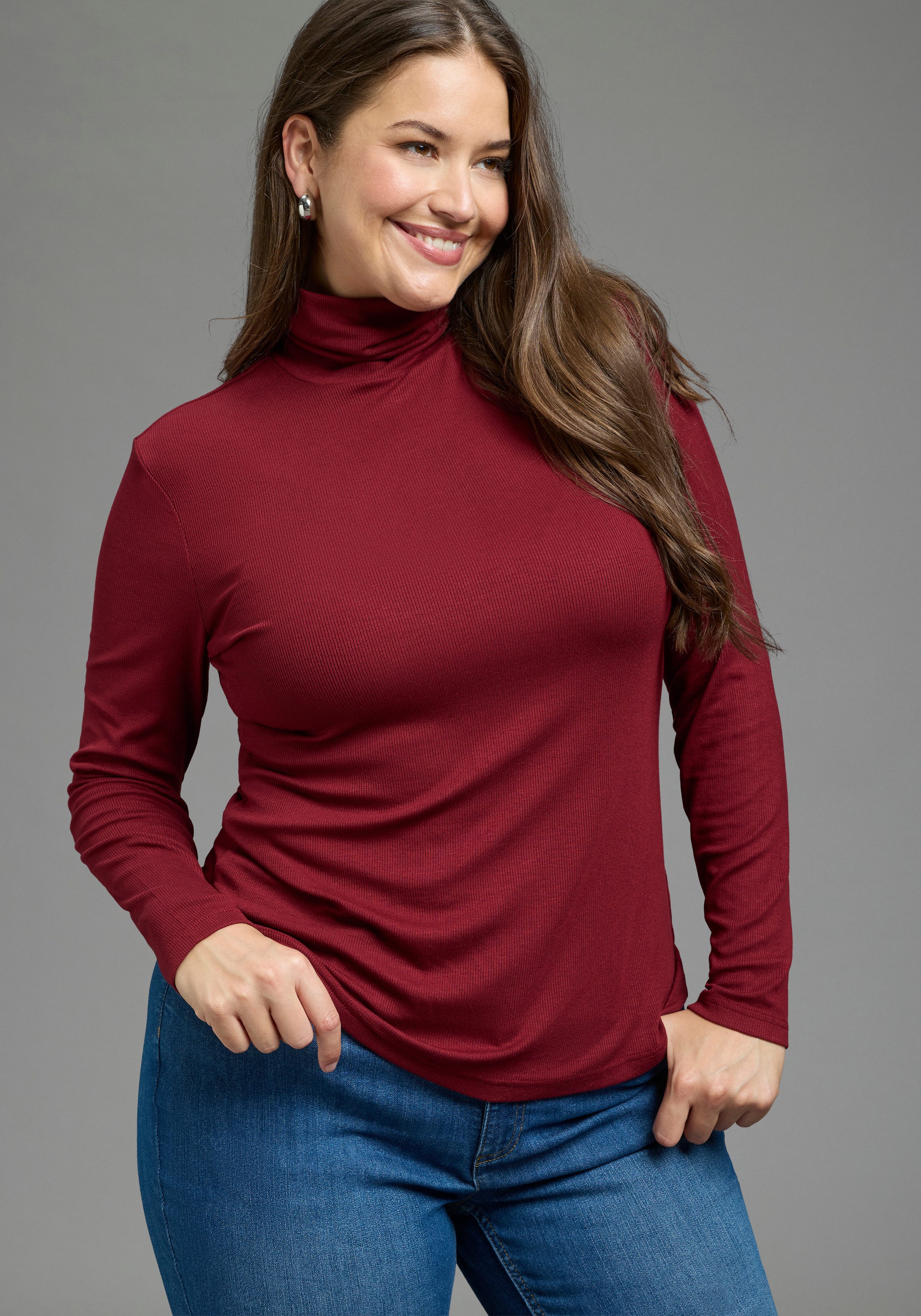 Laura Scott CURVE Rollkragenshirt im Sparset, aus weichem Rippenmaterial (2er Pack) figurbetonte Passform, hüftbedeckende Länge, aus Viskosemischung. € 39,99, (€ 39,99 pro 1 Stk).