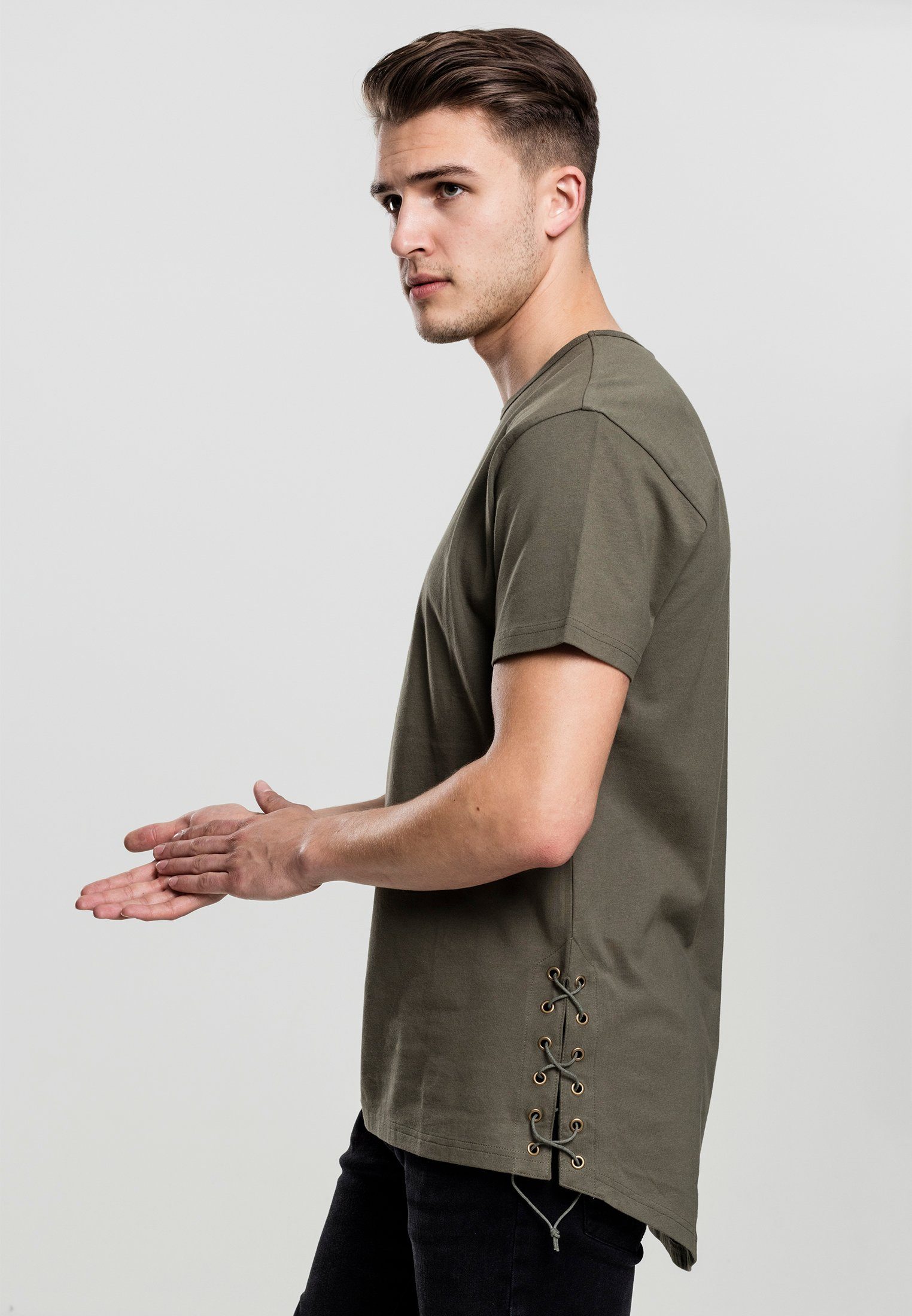 URBAN CLASSICS T-Shirt Up Lace olive Long TB1777