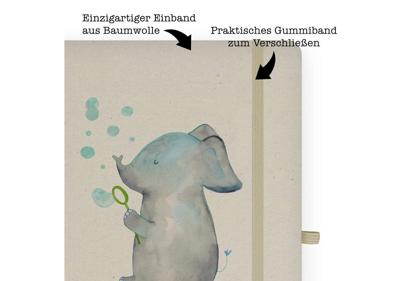 Thumbnail - Mr. & Mrs. Panda Notizbuch Elefant Seifenblasen - Transparent - Geschenk, Liebesspruch, Tiere, E Mr. & Mrs. Panda, Premi...