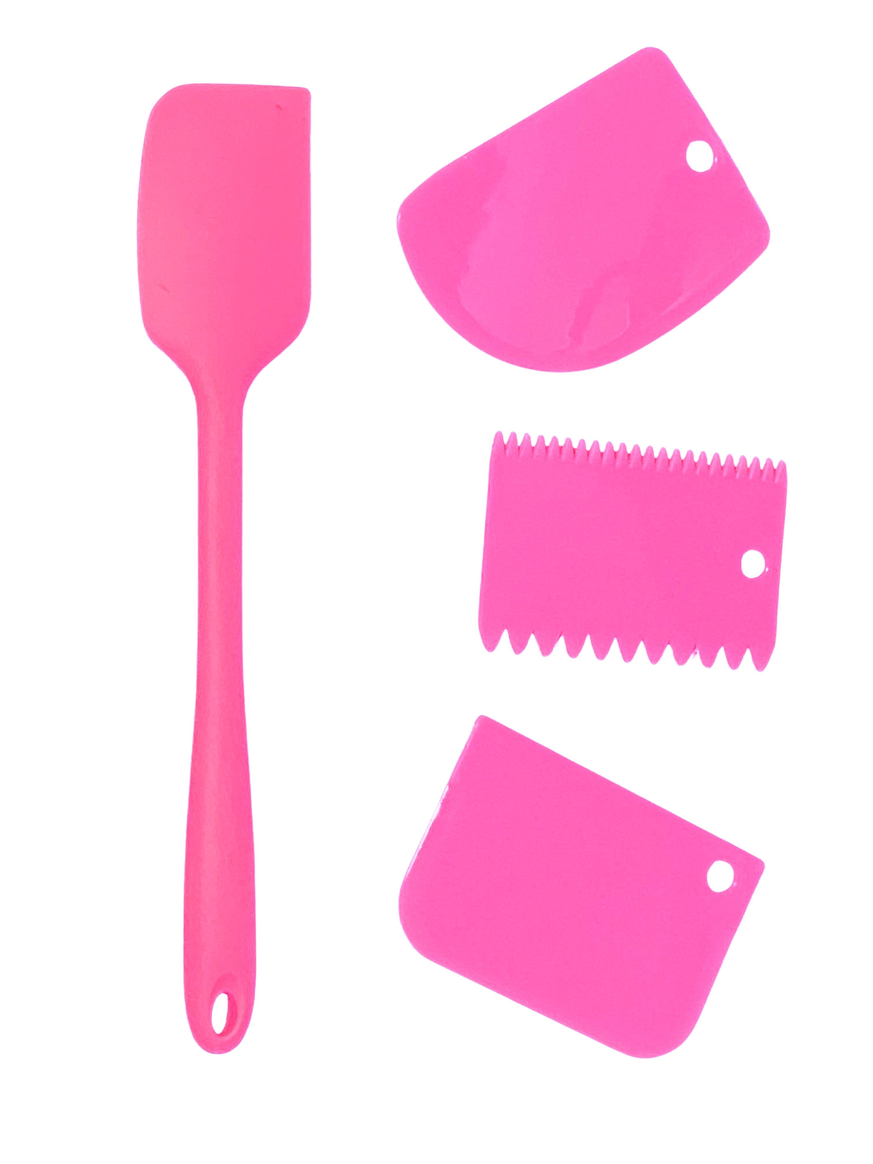 HI Teigschaber 4'er Set Silikon Teigschaber mit Teigspachtel Haushalt International