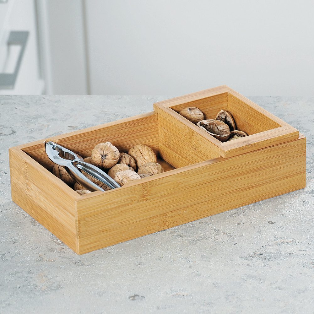 KESPER® Snackschale Nussschale inkl. Nussknacker, Bambus, (Set, 3-tlg), mit Schale für Abfälle
