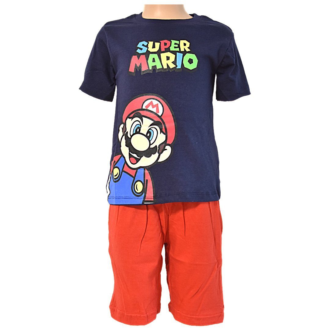 Super Mario Schlafanzug (2 tlg) Jungen Pyjama kurzarm Shorty Gr.98-128 cm aus 100% Baumwolle