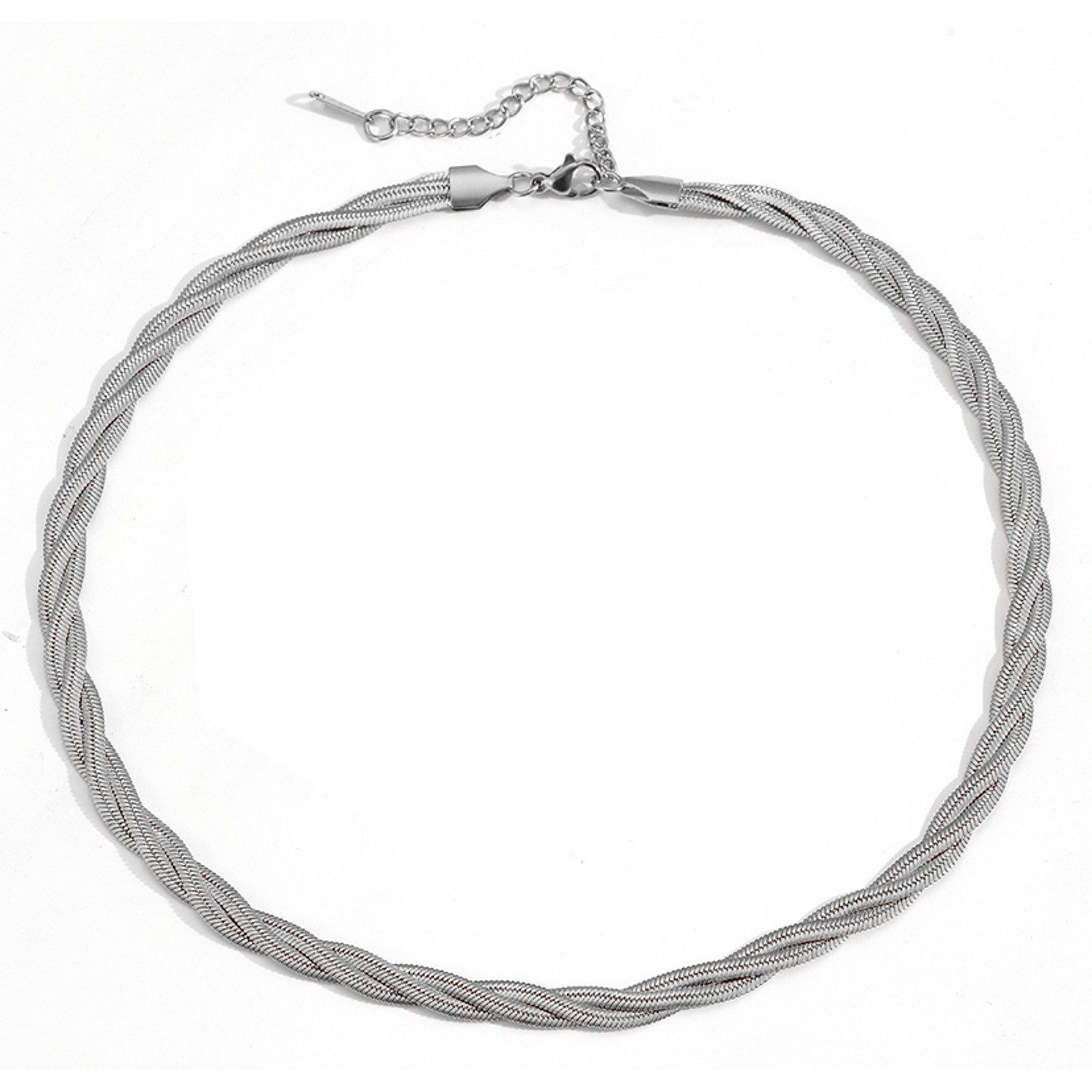 KARMA Kette ohne Anhänger Halskette Damen geflochten Silber 40 cm Edelstahl (1-tlg., wasserfest hypoallergen rostfrei Damenschmuck), Sommerschmuck für Frauen modern Damenhalskette Schmuck Damen