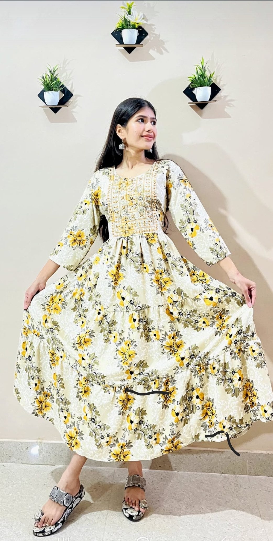 PfauGermany Maxikleid Floral Neck Embroidery günstig online kaufen