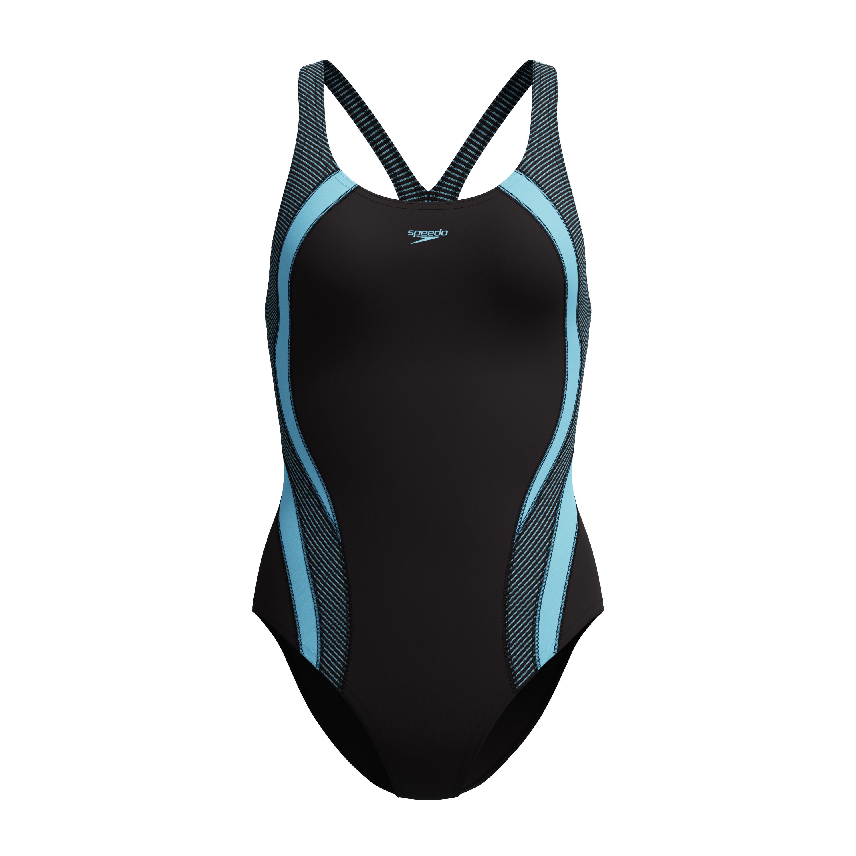 Speedo Badeanzug QUANTUM RIB SPLICE 1PC BLK/LTBLU
