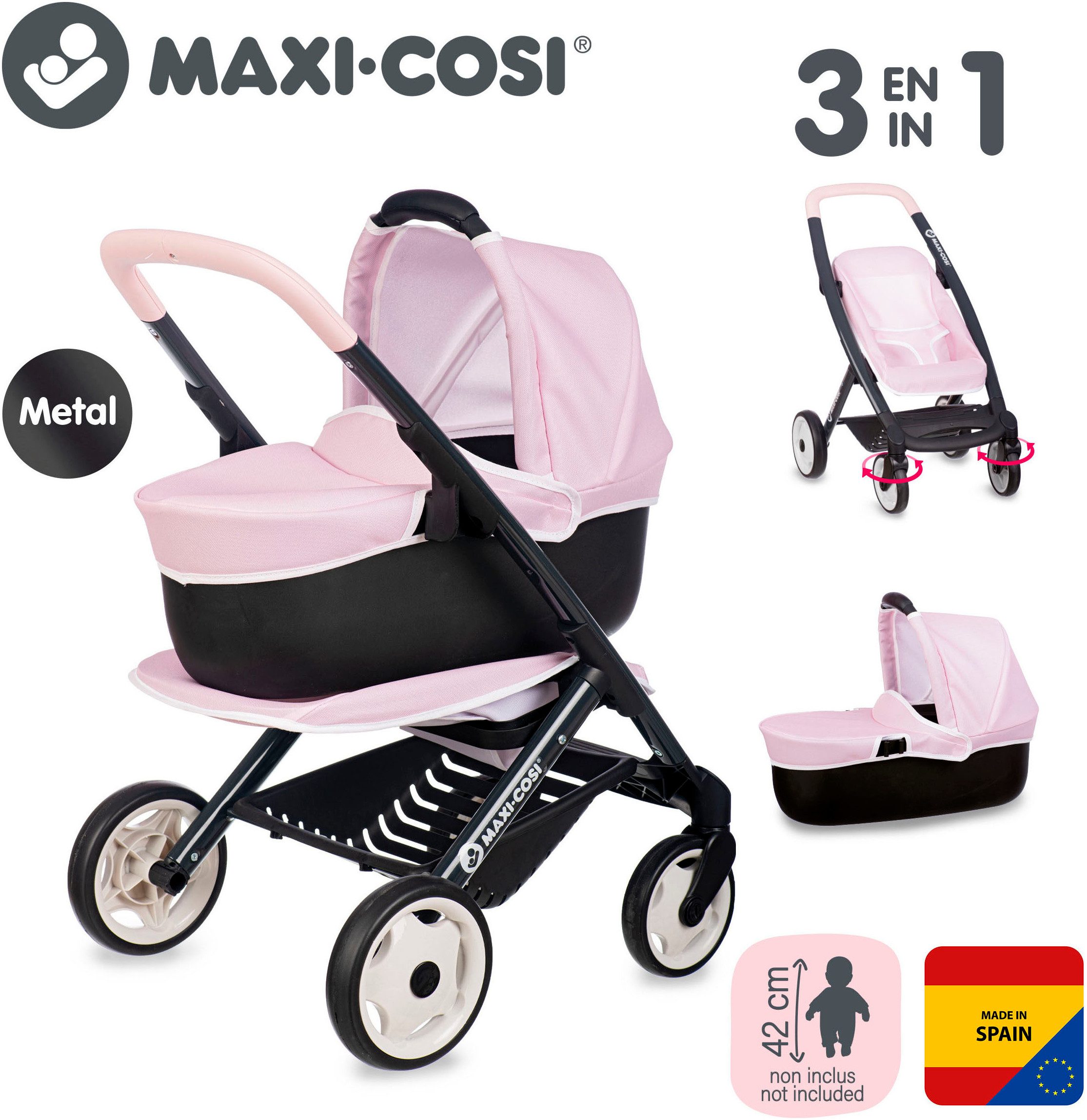 Smoby Kombi-Puppenwagen Maxi-Cosi Puppenwagen 3-in-1, Made in Europe günstig online kaufen