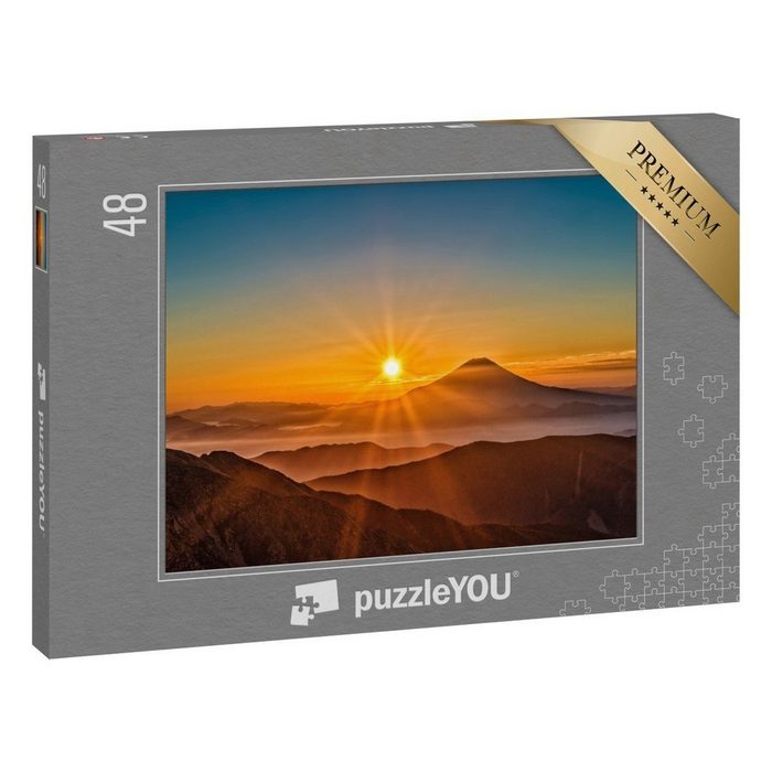 puzzleYOU Puzzle Sonnenaufgang über dem Berg Fuji in Japan 48 Puzzleteile puzzleYOU-Kollektionen Fujijama