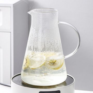 FELIXLEO Gläser-Set 1.8 Liter Glaskrug Wasserkaraffe mit Deckel Griffen