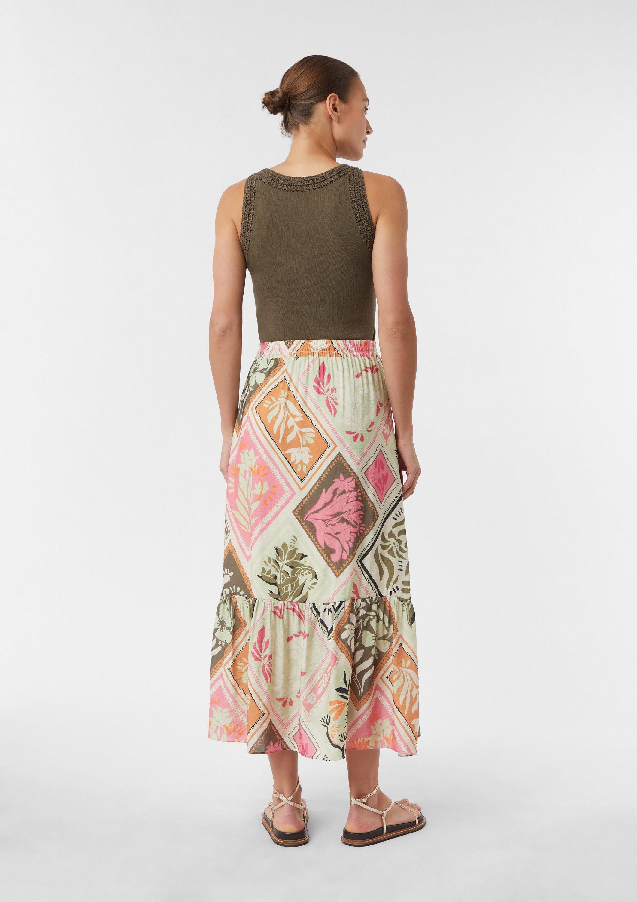 comma Maxirock Rock Maxi-Rock aus Viskose mit All-over-Print