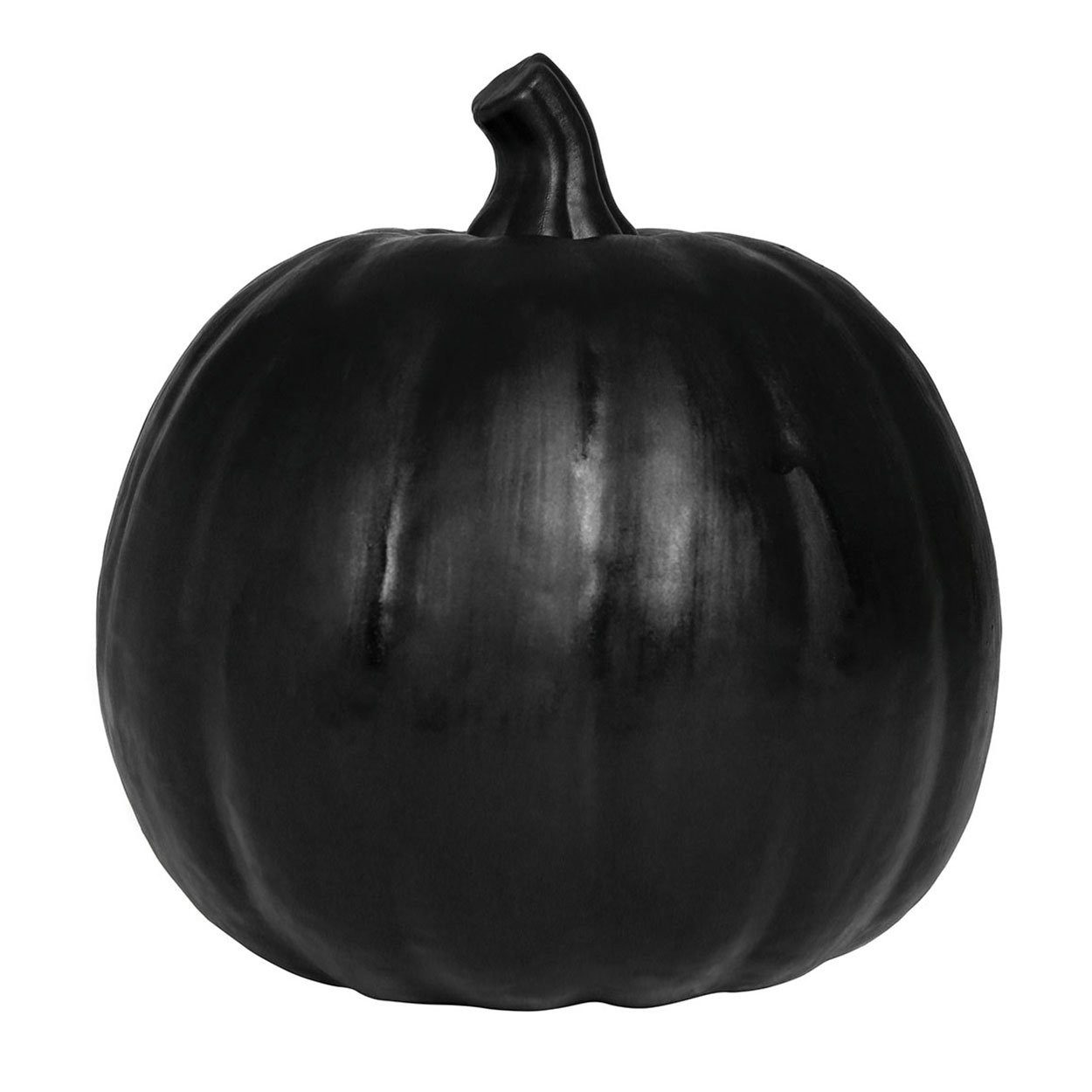 Metamorph Lampion Schwarze Kürbislampe aus Styropor - Halloween deko, Kleiner, schwarzer Schnitzkürbis mit LED-Beleuchtung