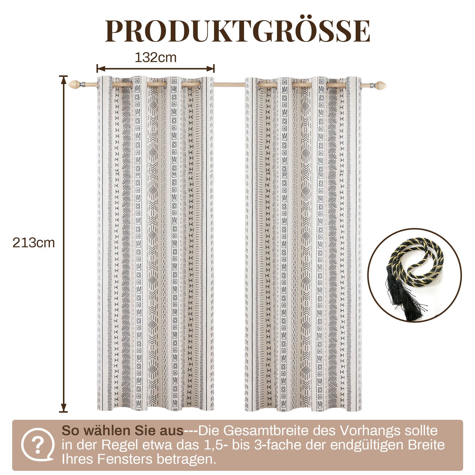 BTTO V&G Outdoorvorhang 2er-Set Vorhänge Boho günstig online kaufen