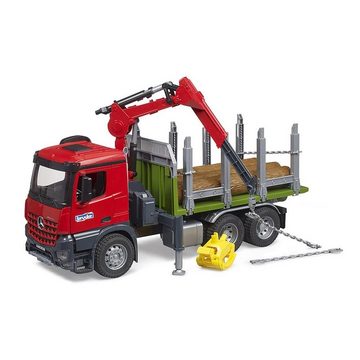 Bruder® Spielzeug-LKW 03669 MB Arocs, (Set, 6-tlg), Holztransport mit Ladekran Greifer und 3 Baumstämmen Forstwirtschaft