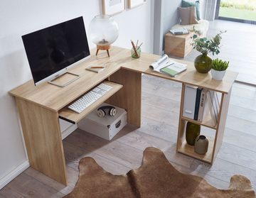 Wohnling Schreibtisch WL5.306 (Eckschreibtisch 140 x 75,5 x 120 cm Sonoma), HomeOffice Bürotisch Schreibtischkombination