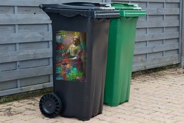 MuchoWow Wandsticker Milchmädchen - Johannes Vermeer - Graffiti (1 St), Mülleimer-aufkleber, Mülltonne, Sticker, Container, Abfalbehälter