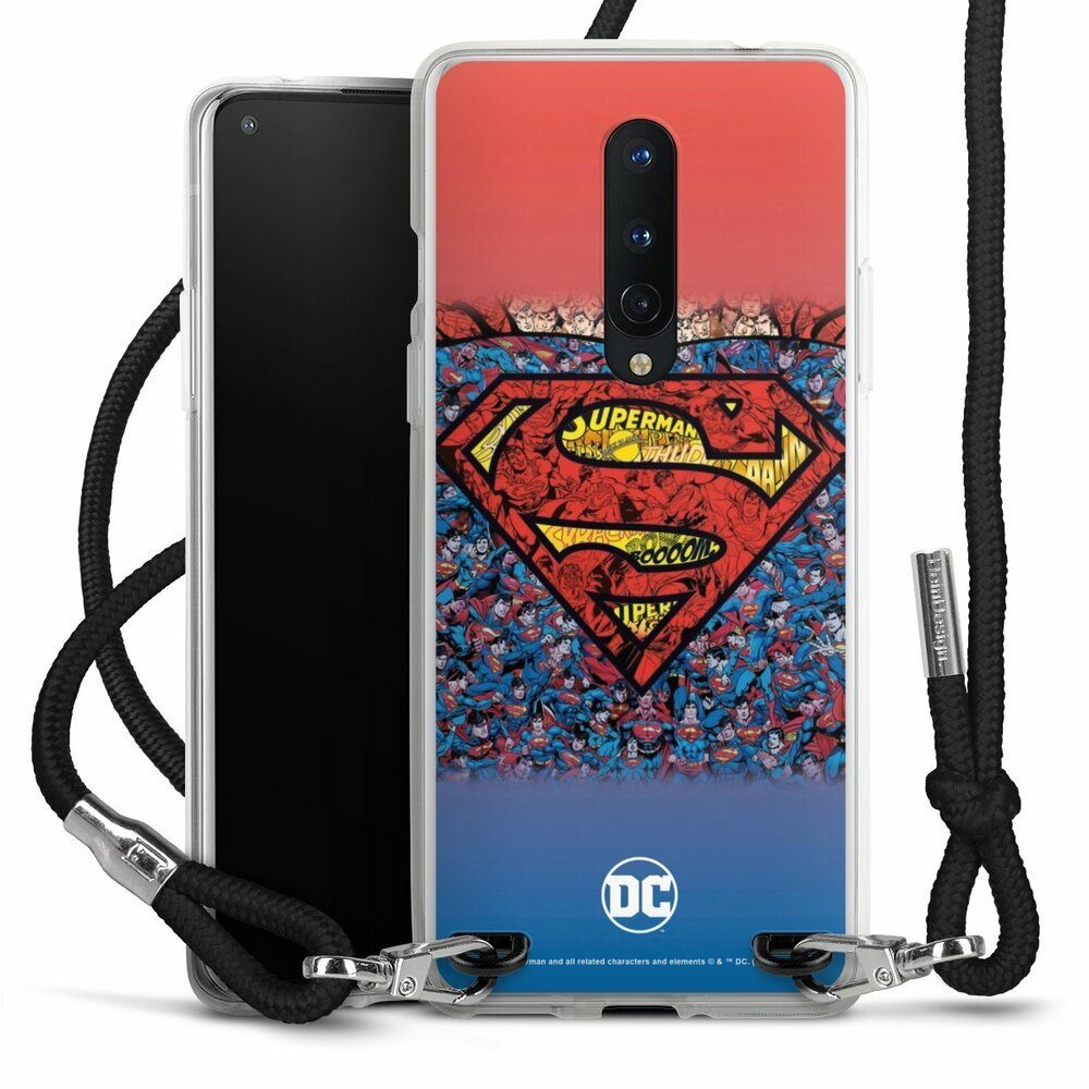 DeinDesign Handyhülle Superman Offizielles Lizenzprodukt Logo Superman Logo Mosaic, OnePlus 8 Handykette Hülle mit Band Case zum Umhängen Cover mit Kette