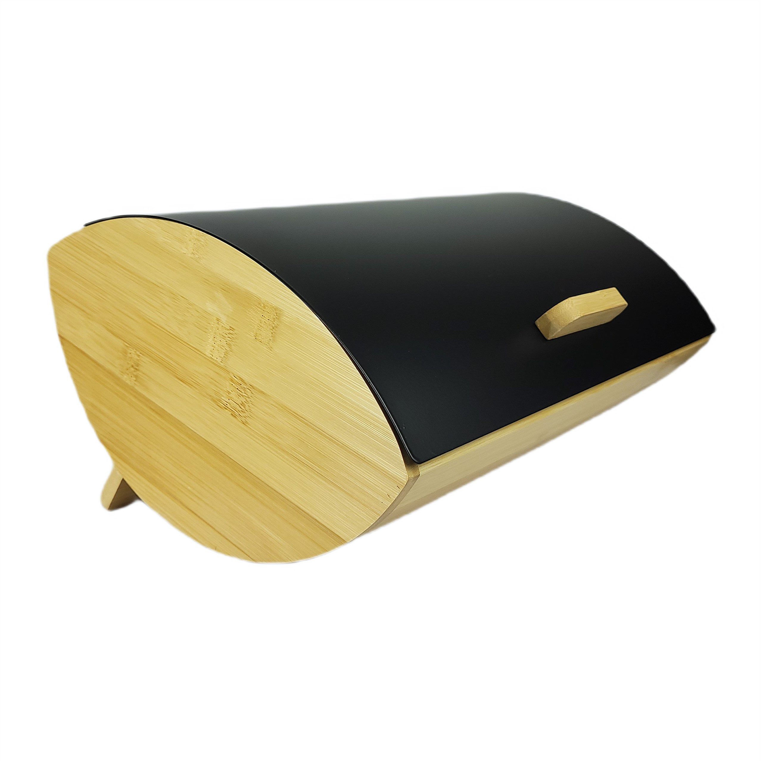 BEGRYF Brotkasten Natur Bambus Schwarz 35 x 25 x 15,5 cm, Bambus, mit Klappdeckel