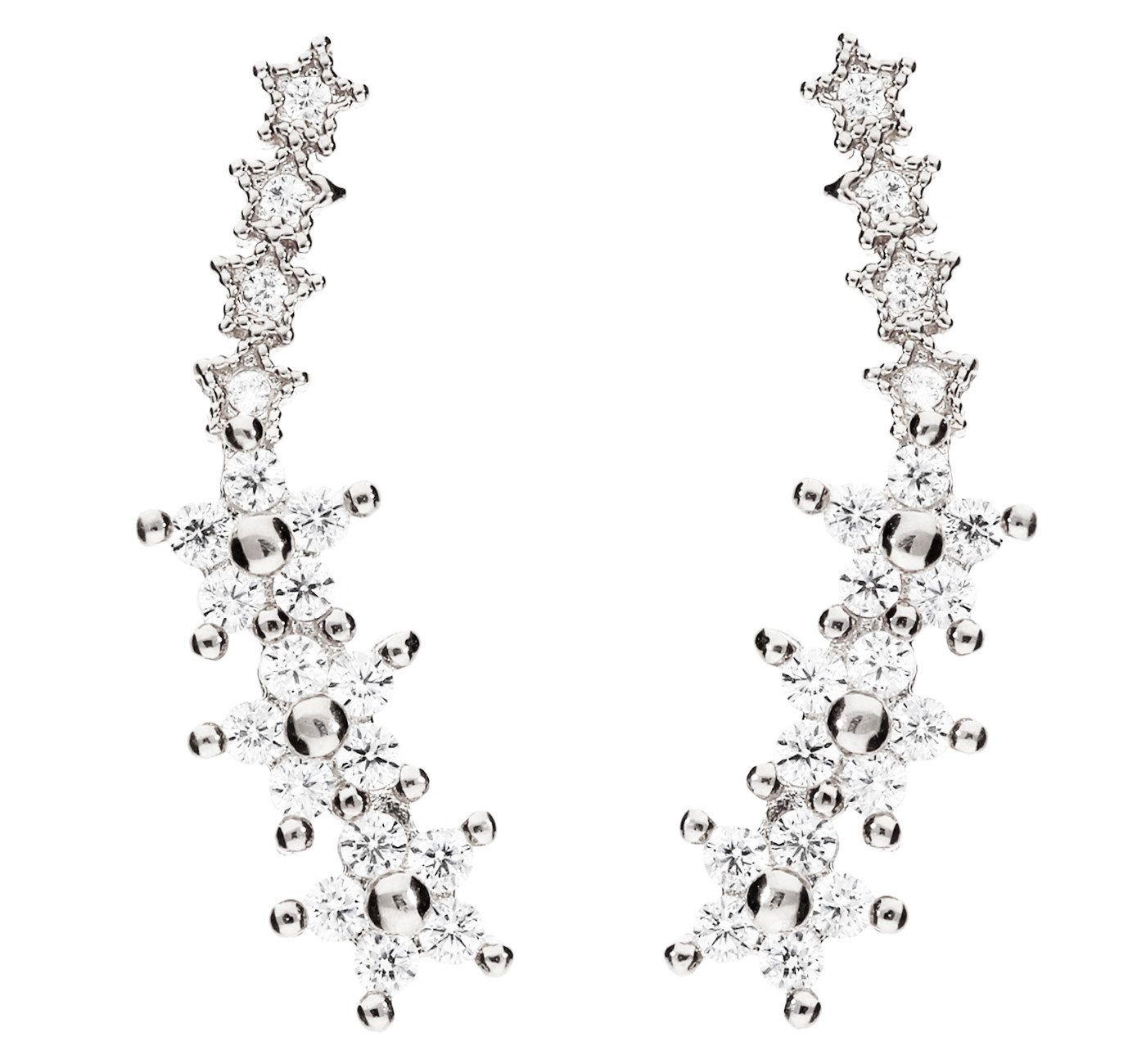 LÖB Paar Ohrstecker Silber Ohrringe Bogen Stern Blumen Zirkonia Ohrstecker günstig online kaufen