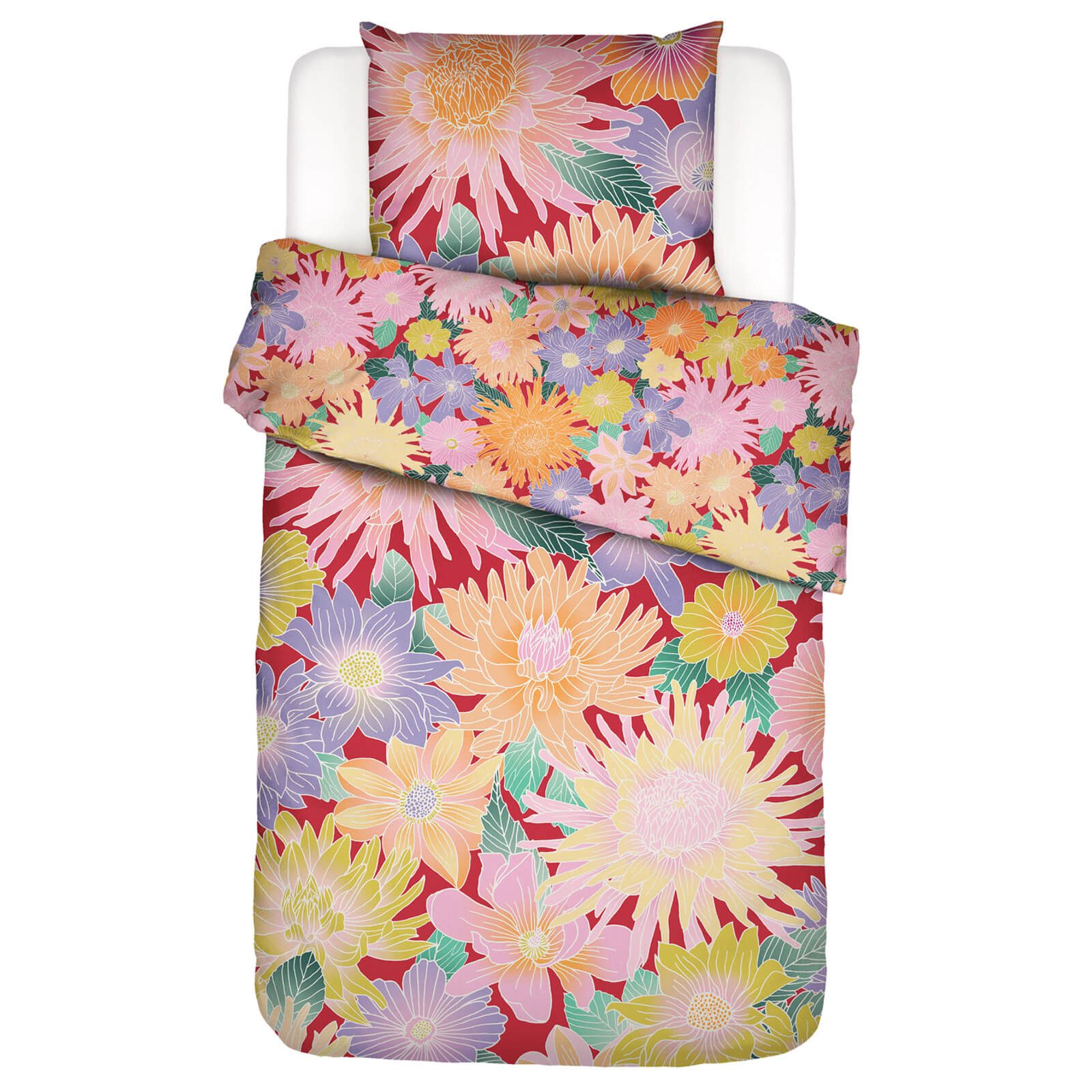 Essenza Bettwäsche Flower Fling Happy Red, Perkal, 2 teilig, Floral, Blumig