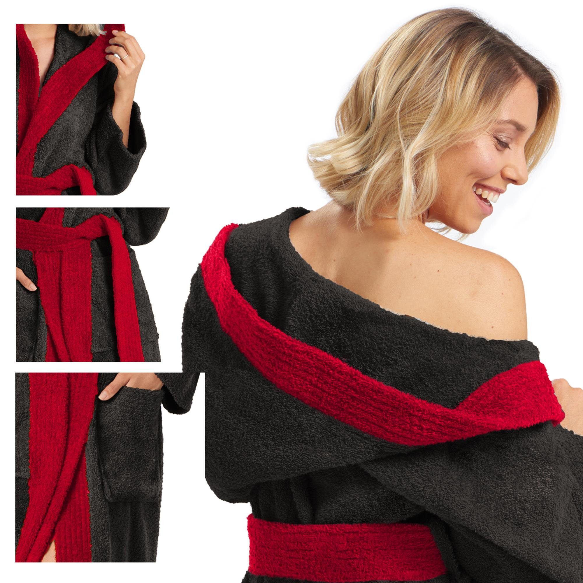 aqua-textil Bademantel Saunamantel Frottee Kapuze für Sie&Ihn Sylt schwarz/ günstig online kaufen