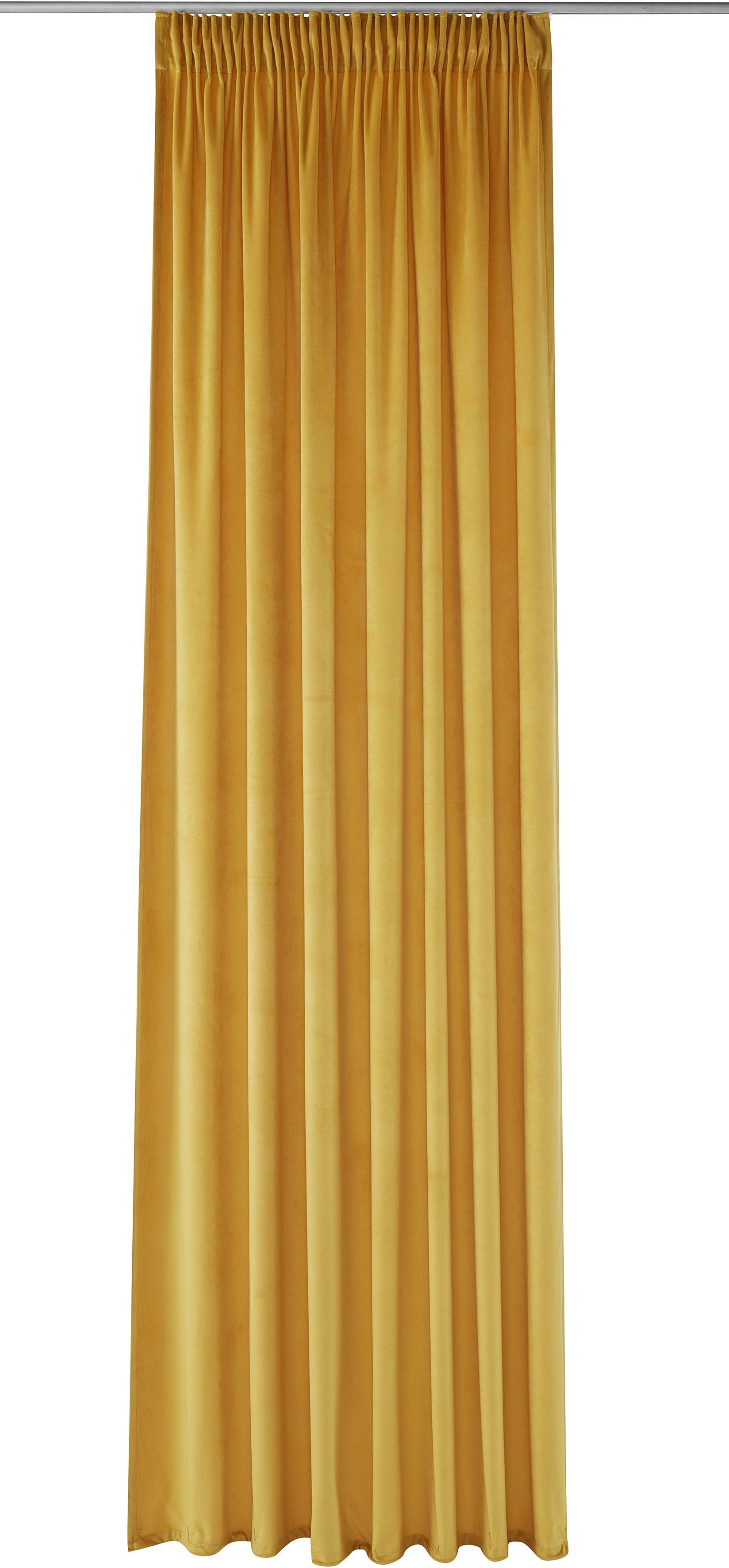 Vorhang Velvet uni, my home, Multifunktionsband (2 St), blickdicht, Samt messingfarben