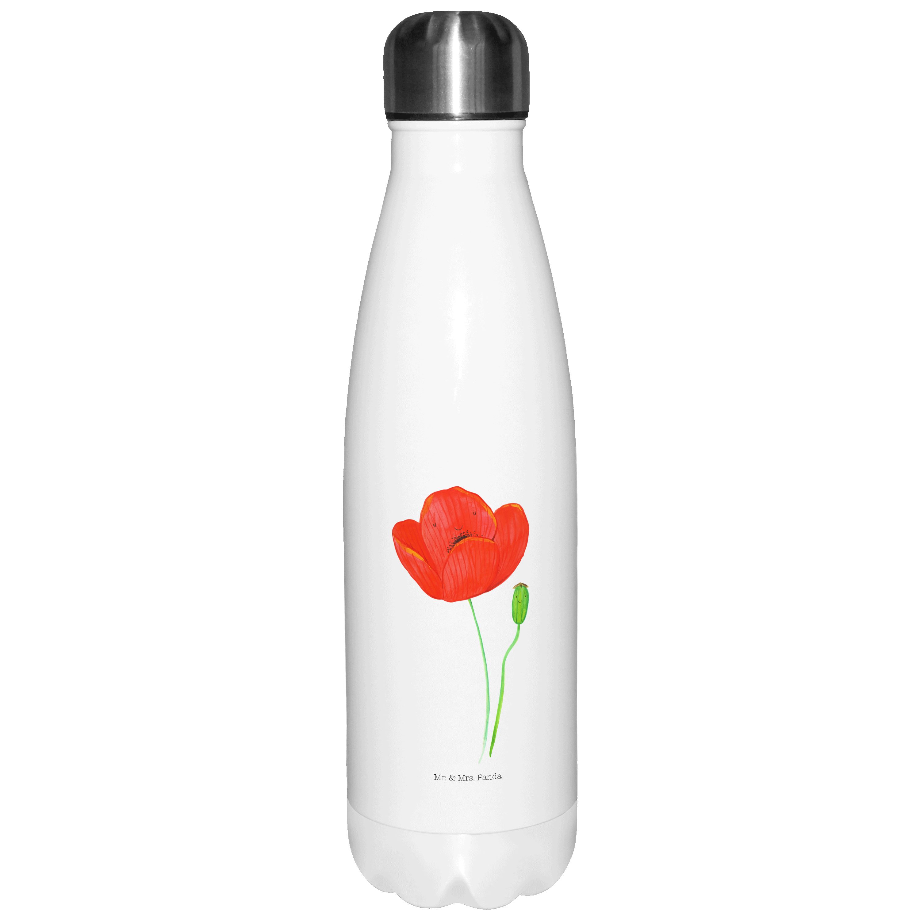 Mr. & Mrs. Panda Thermoflasche Blume Mohnblume - Weiß - Geschenk, Religion, Garten, Trinkflasche, Bl, Doppelwandig
