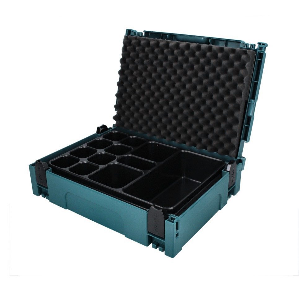 Makita Werkzeugkoffer Makpac 1 + Universaleinsatz Einlage mit 12 Mulden (P-83674)
