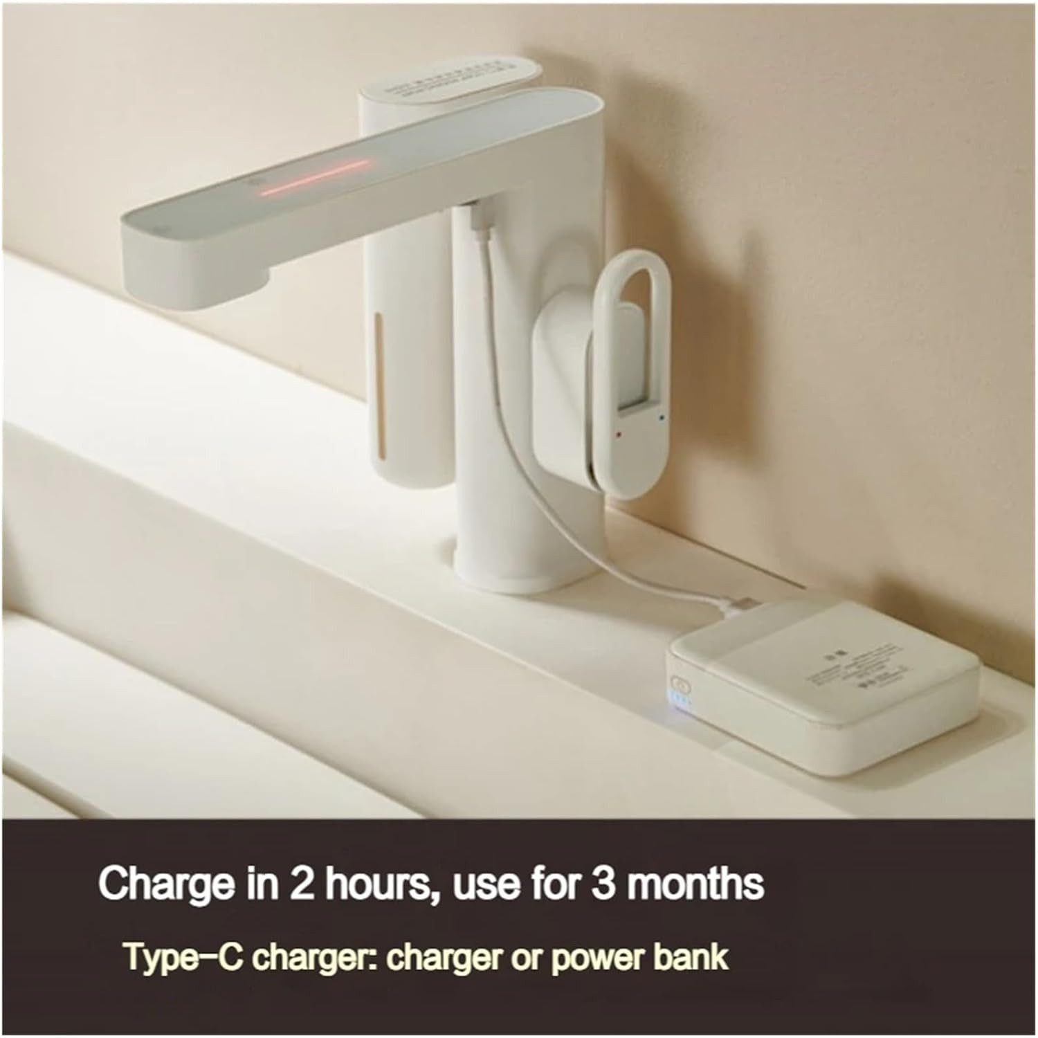 LIANNA Elektrischer Wasserhahn 2-in-1 Sensor-Wasserhahn Weiß mit Seifenspender, Einhebel Montage, Set, 1-tlg.