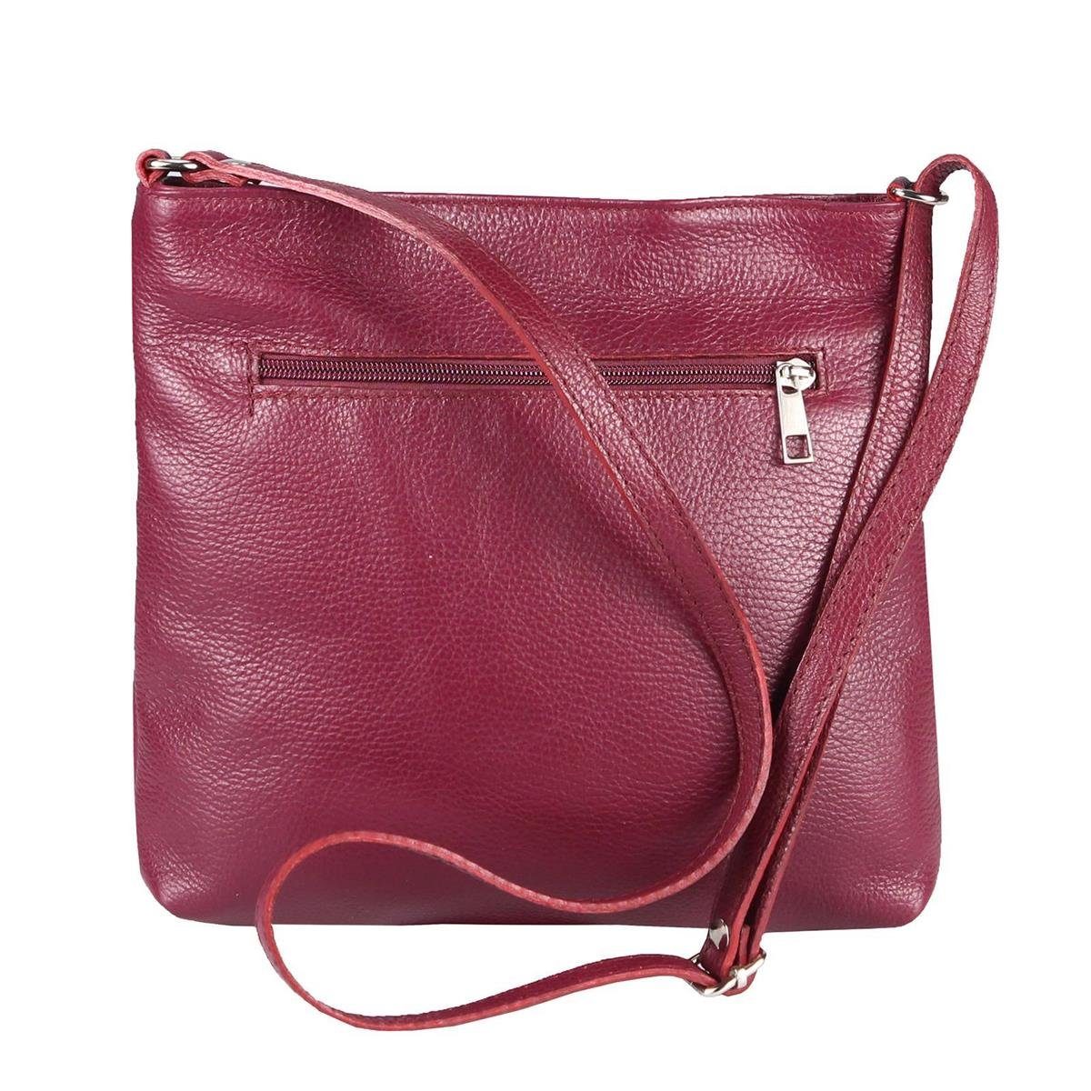 ITALYSHOP24 Schultertasche Made in Italy Damen Leder Tasche Cross Over Body Bag Umhängetasche, leichte schmale Brusttasche Shopping Reise Urlaub Ausgehen Freizeit