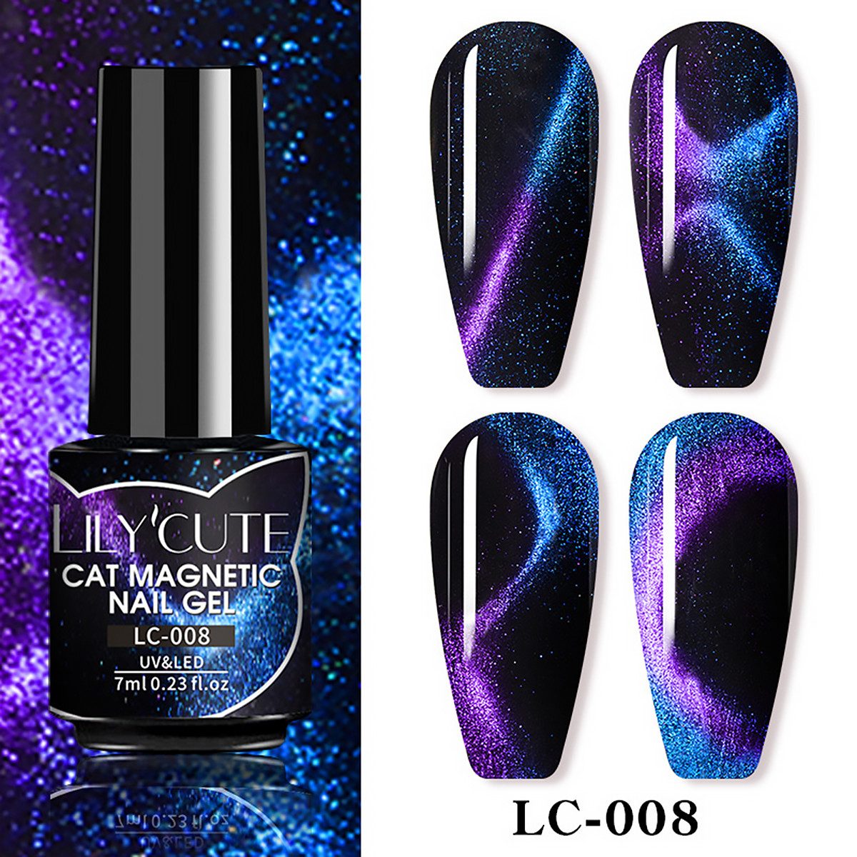 KINSI Nagellack-Set 9D Katzenauge-Gel Set, 8 Farben 7ML, UV Nagellack, hochglänzend, 8-tlg., Glitter und Diamanten Katzenauge, DIY Nägel, Nagelkunst Geschenke