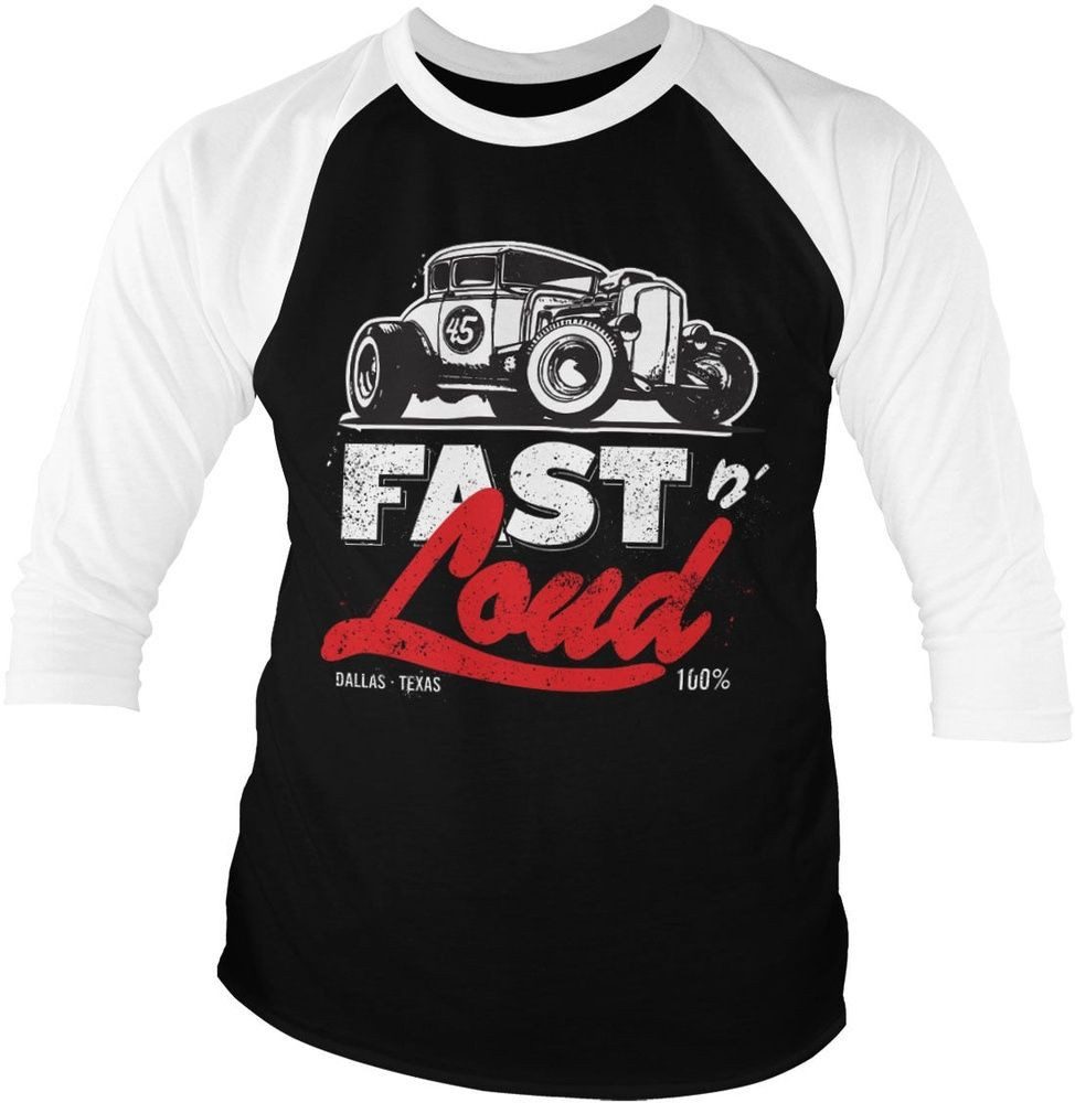 Fast N' Loud T-Shirt Hot Rod Baseball 3/4 Sleeve Tee