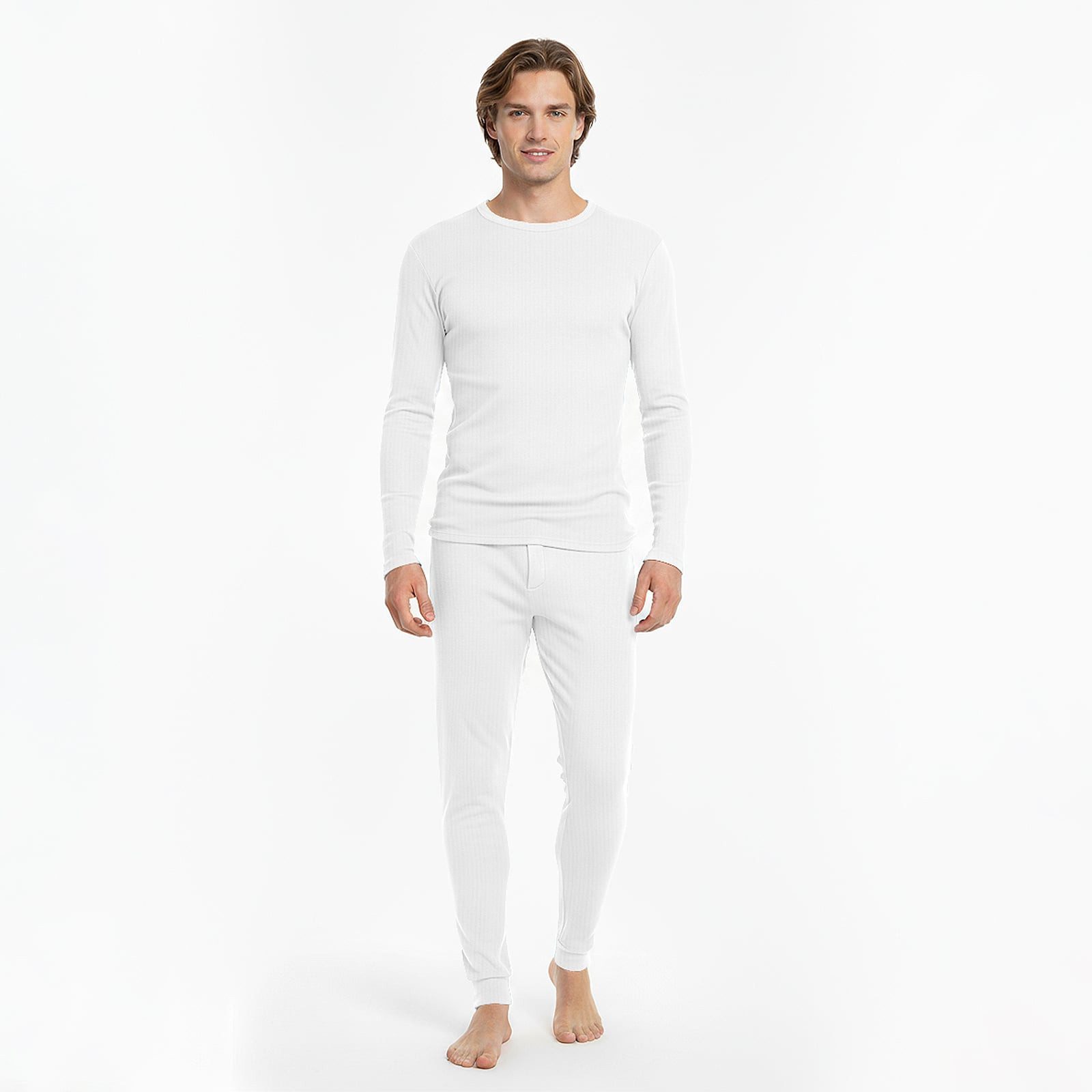 TEXEMP Thermounterwäsche-Set Thermo Unterwäsche Set für Herren Weiß Baumwolle Winter, 1-St., Set: Thermohemd & Thermohose im Sparbundle
