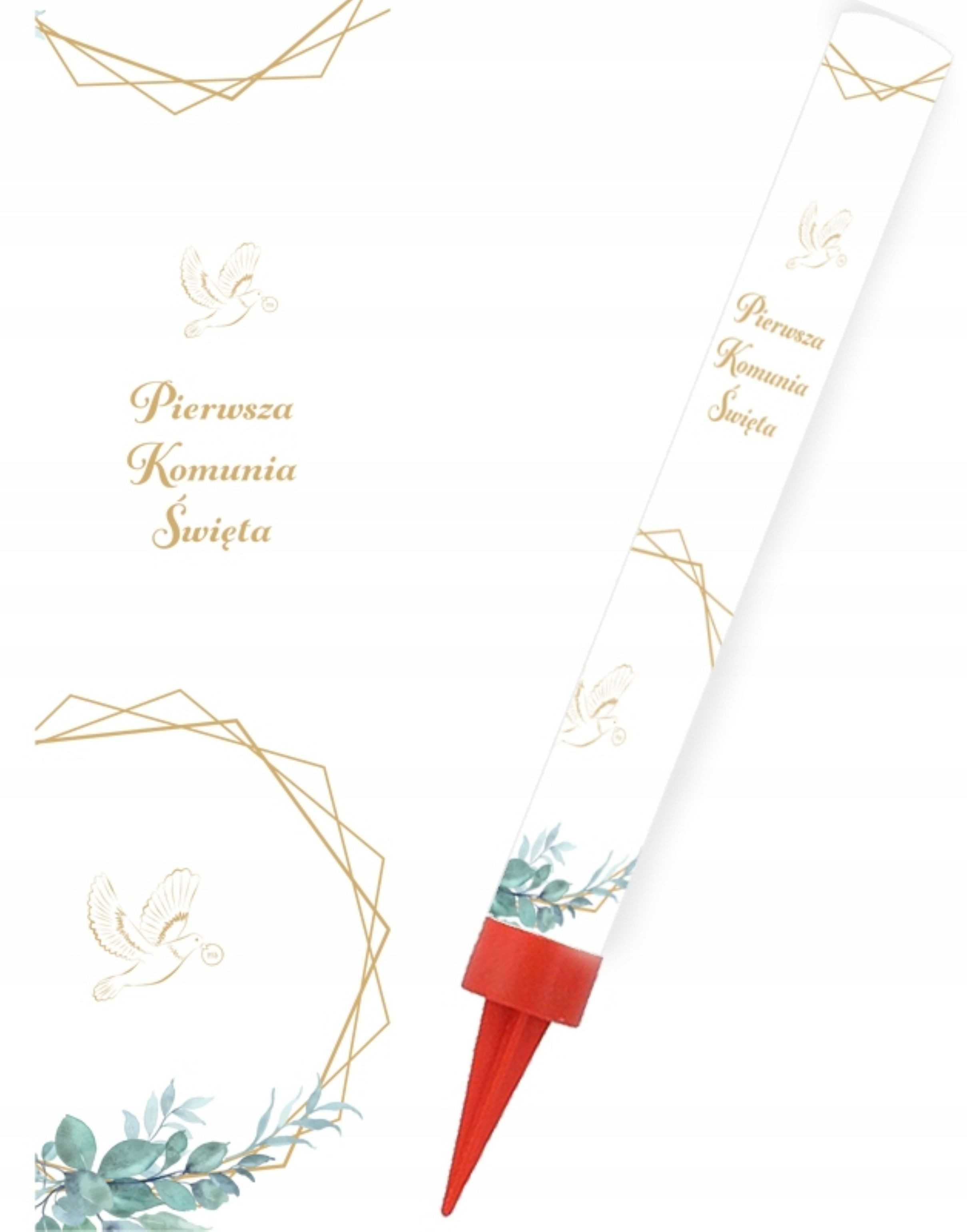 Festivalartikel Kommunionskarte Kommunion Tortenfontäne Boho IHS Gold 18cm 2er Set