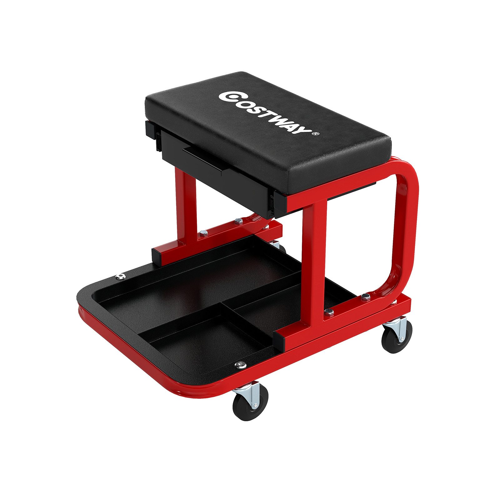 COSTWAY Монтажные стулья, Werkstatthocker mit Rollen Schublade Ablage, bis 185kg