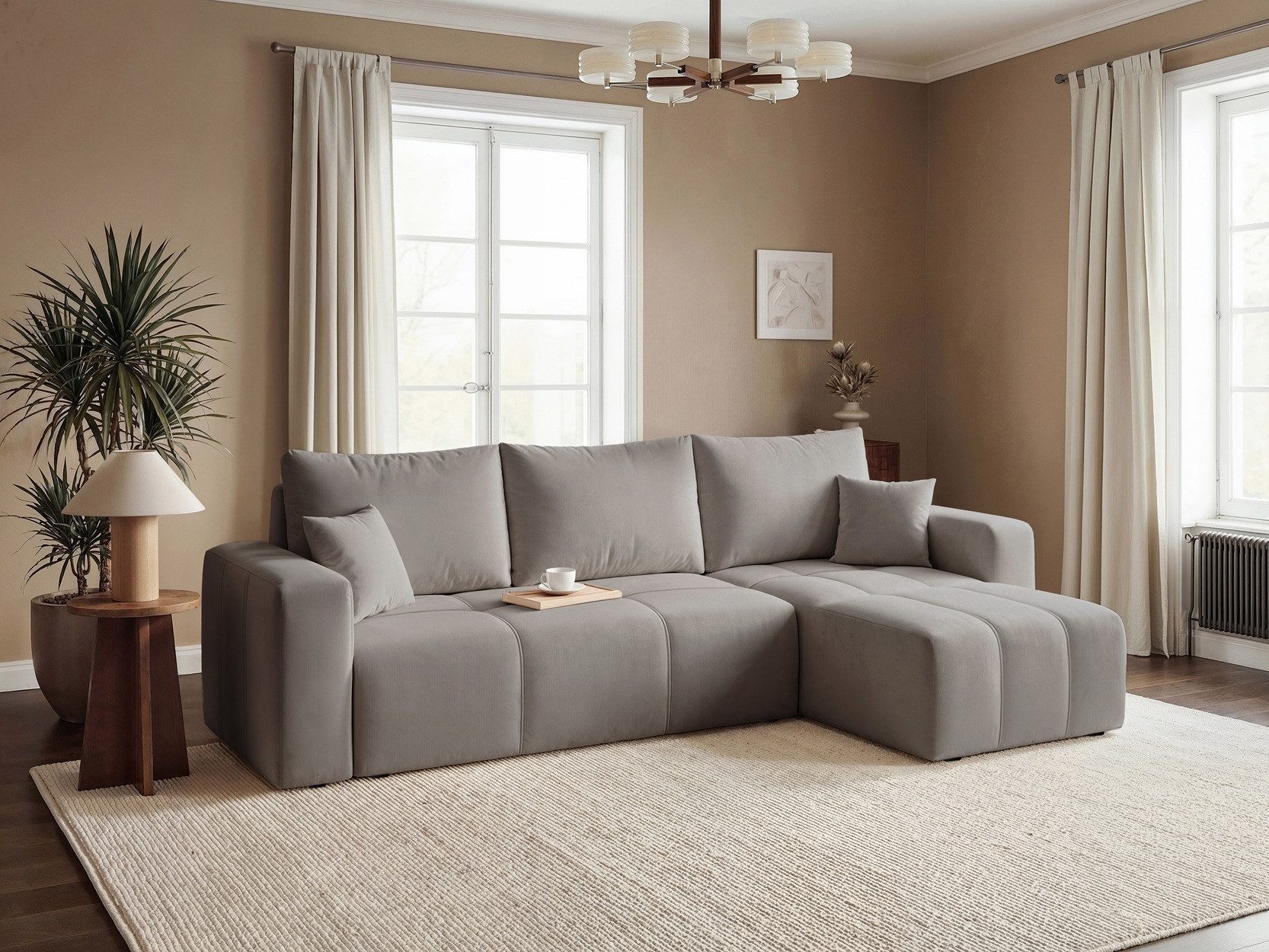 Labett Ecksofa mit Schlaffunktion & Bettkasten PIANO L-Form