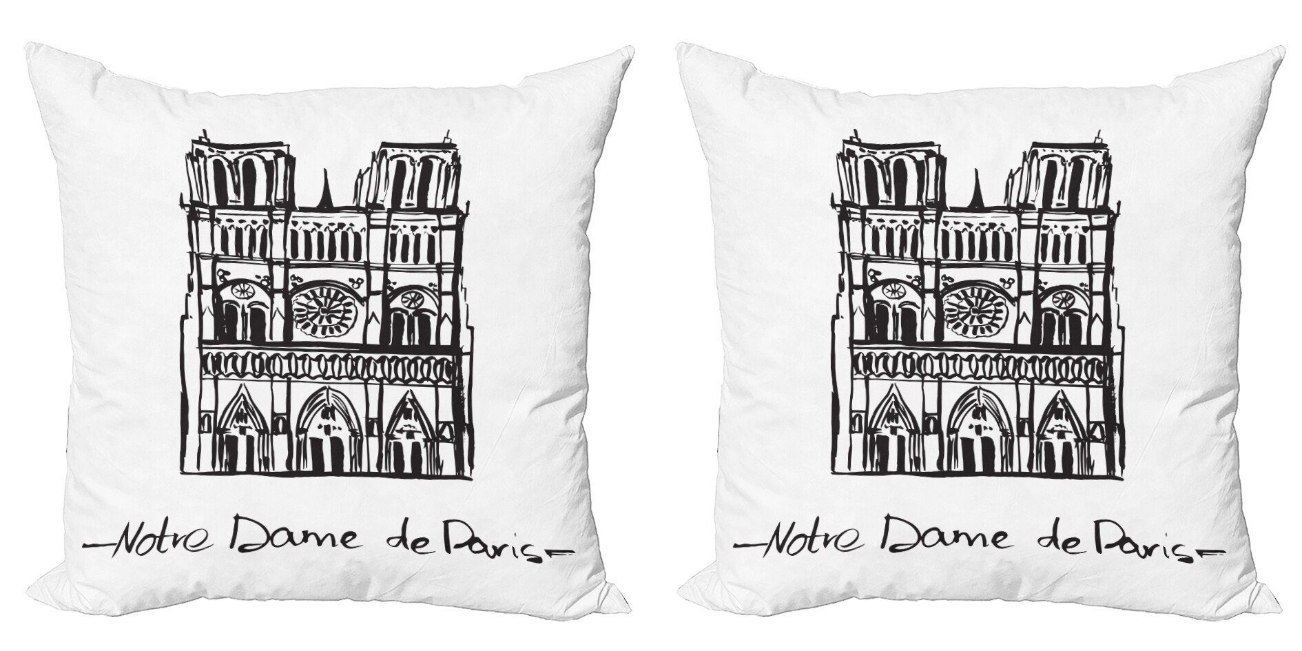 Kissenbezüge Modern Accent Doppelseitiger Digitaldruck, Abakuhaus (2 Stück), Notre Dame De Paris einfache Skizze