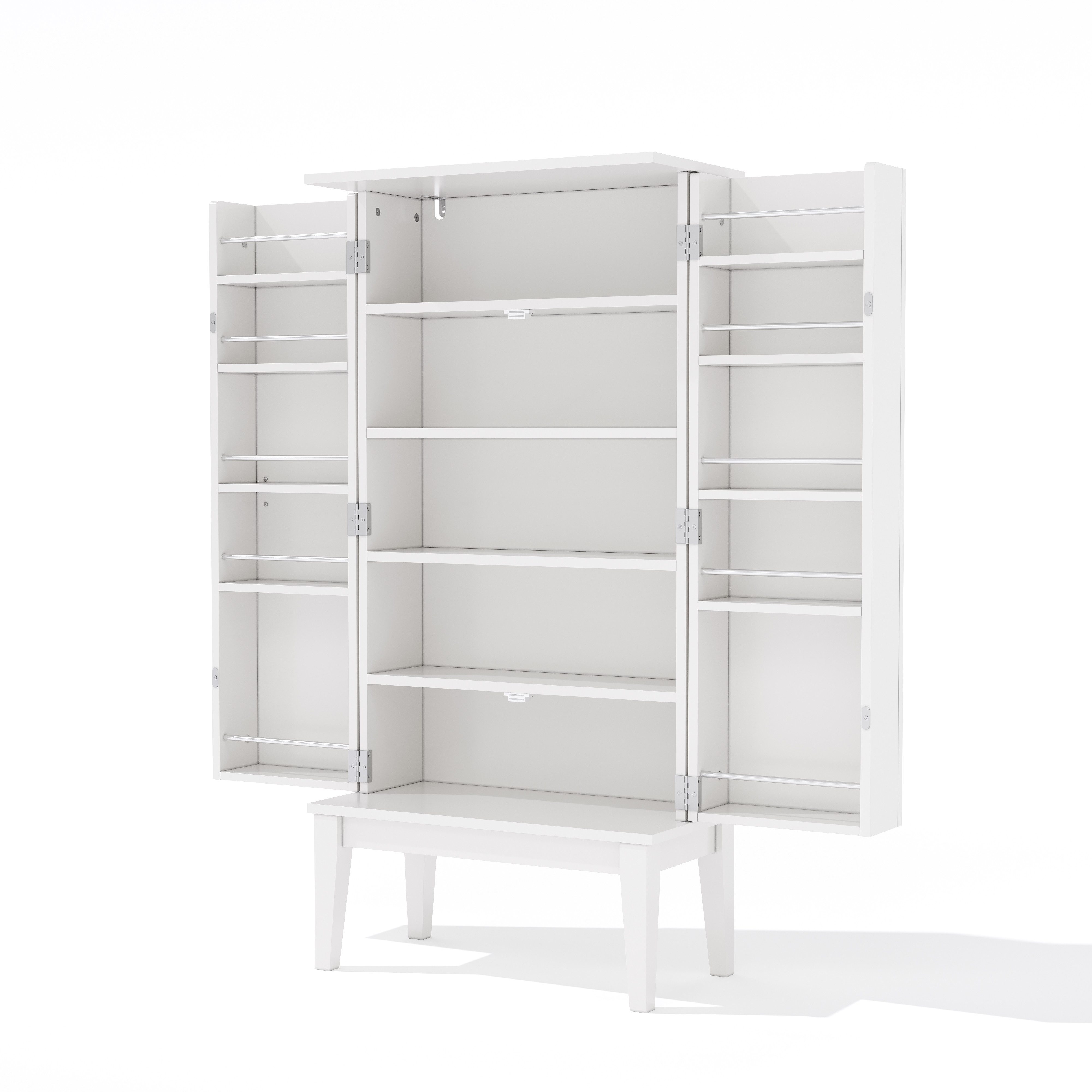Yorbay Mehrzweckschrank Vintage Küchenschrank mit verbreitert Fundament&Kipp-Schutzvorrichtung Vintage-Stil Aufbewahrungsschrank, 120X59X30cm, Weiß