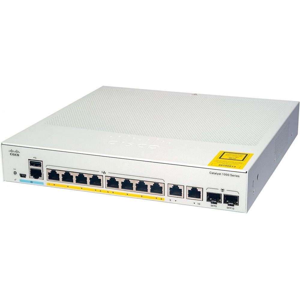 Cisco Catalyst 1000 8-Port Gigabit PoE+ PoE Budget 120W Netzwerk-Switch weiß Netzwerk-Switch