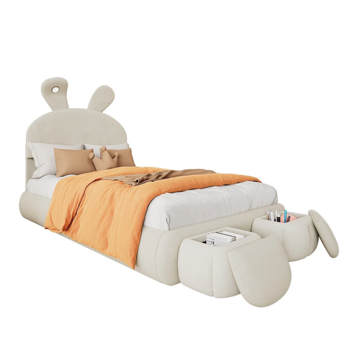 SSY Polsterbett Polsterbett, 90x200 cm, in Beige, aus Samt (set, 1-tlg., Bettgestell ohne Matratze), Bettgestell mit Lattenrost