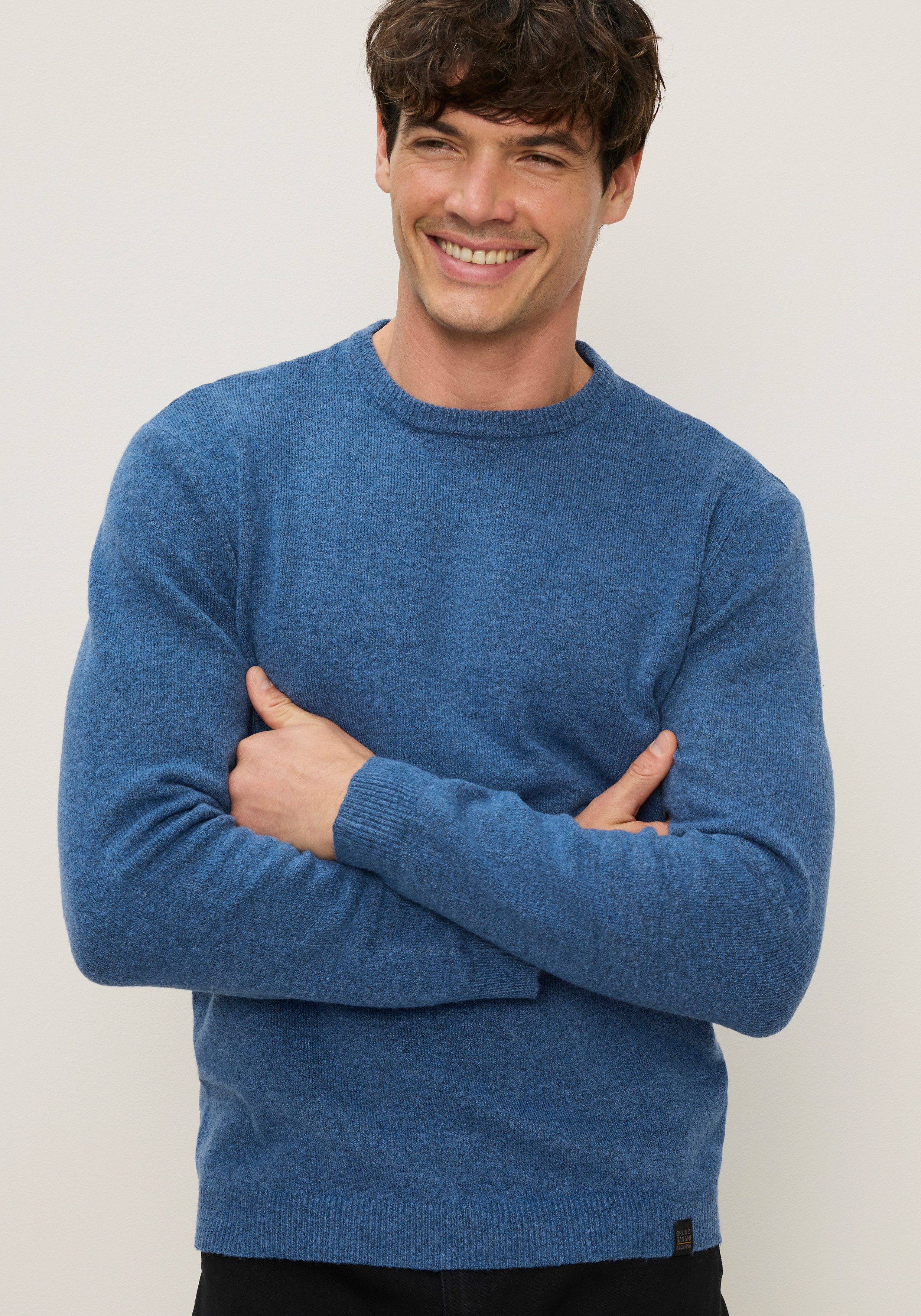Bruno Banani Strickpullover mit Rundhalsausschnitt, Langarm-Design, Regular Fit, melierte Optik